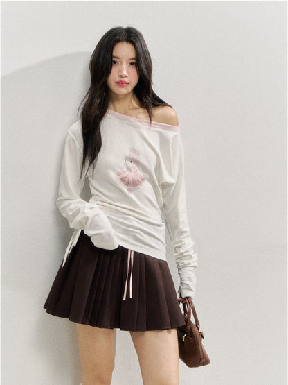 Brown &amp; Navy College Pleated Skirt