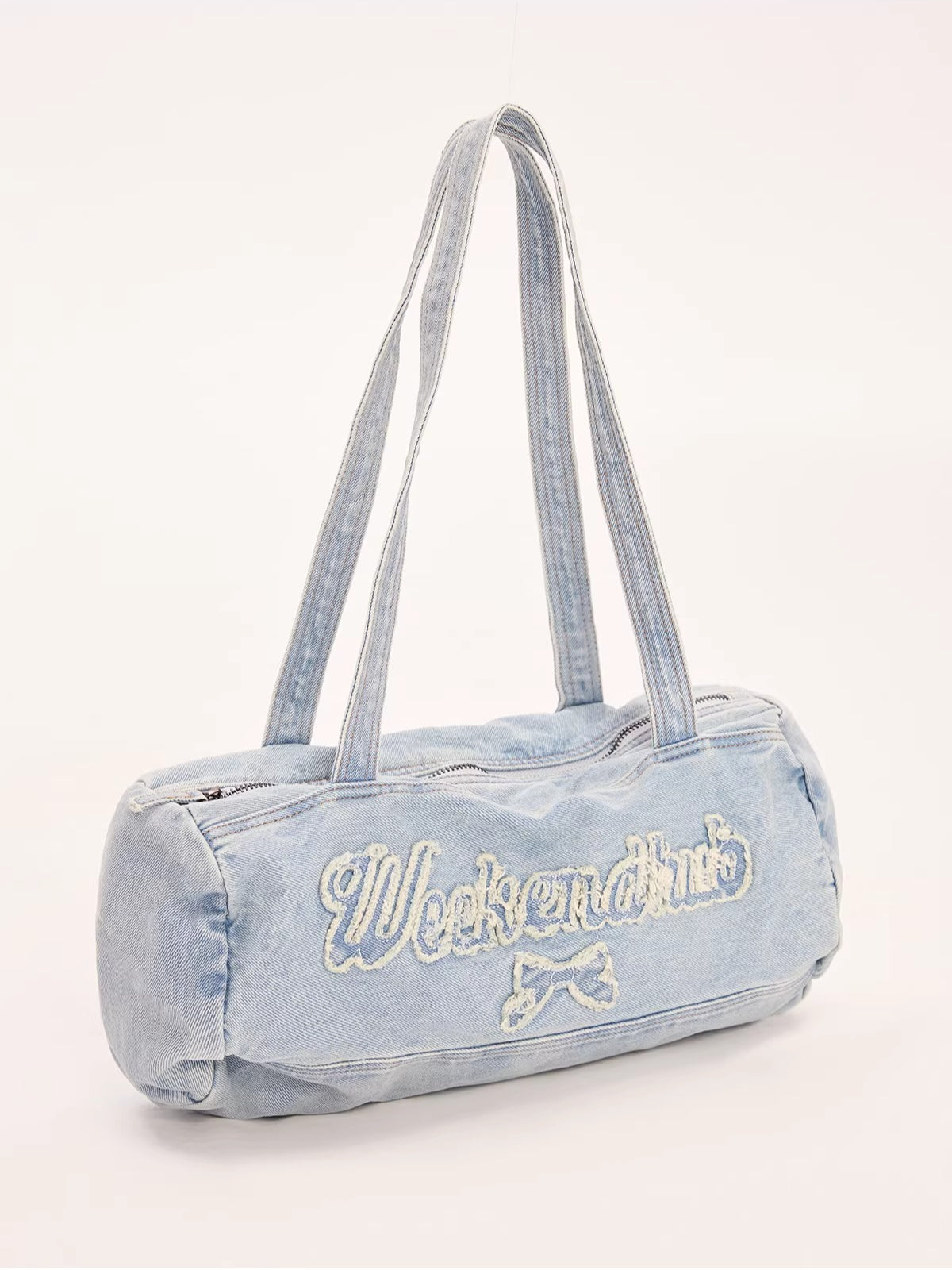 Light Blue Bow Letter Denim Shoulder Bag