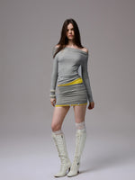 Rhinestone One-Shoulder Long-Sleeve T-Shirt