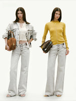N4 Contrast Suede Straight-Leg Pants