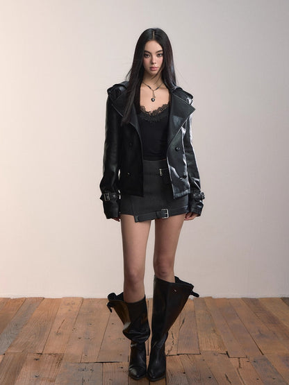 Asymmetric Hem Wool Blend Skirt