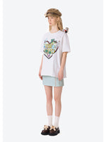Map Illustration Crew Neck Short Sleeve T-shirt