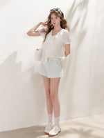 Lace Ruffle V-Neck Top