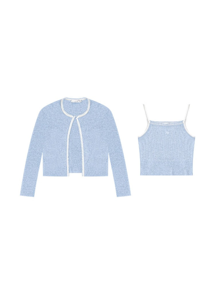 Shell Trim Knit Cardigan Set