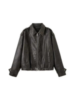 Vintage Washed PU Leather Jacket