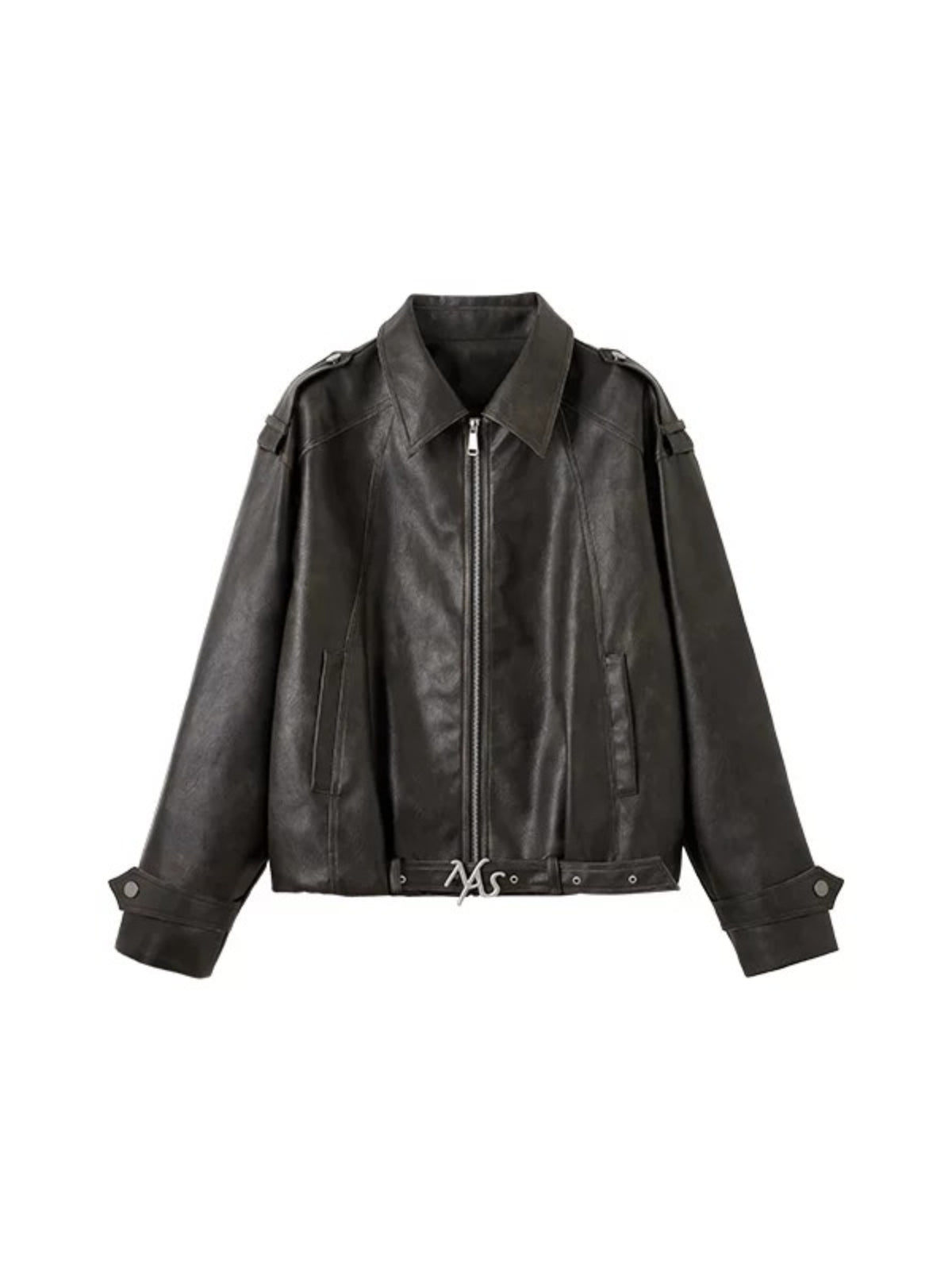 Vintage Washed PU Leather Jacket