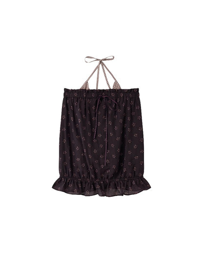 Floral Halter Backless Top
