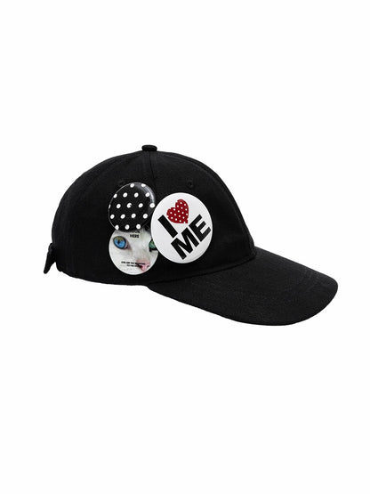 Badge Polka Dot Canvas Baseball Cap
