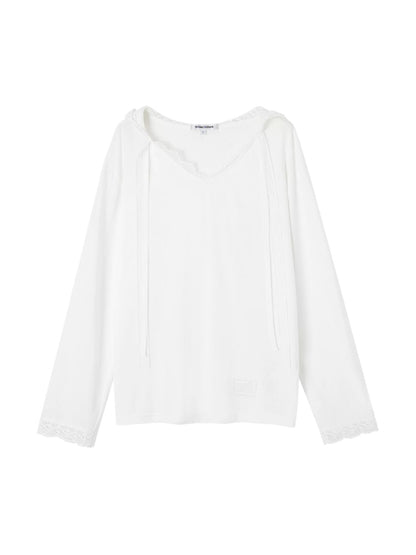 Lace Ribbon Hoodie Tee