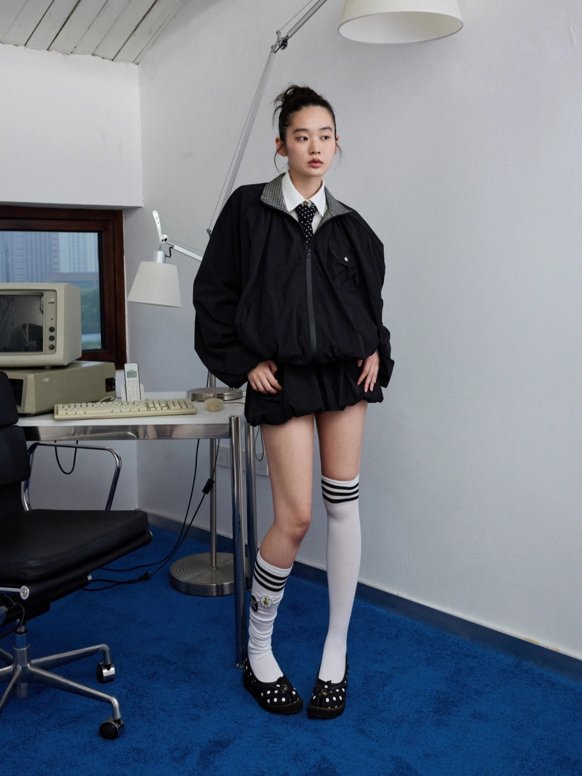 Patchwork Utility Hooded Jacket &amp; Skirt Set