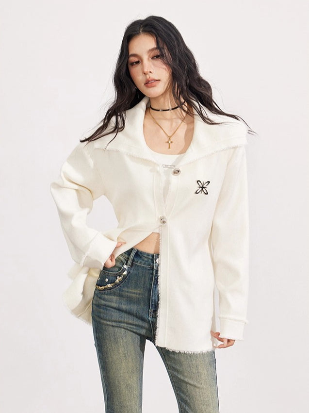 Oversized Collar Knit Jacket