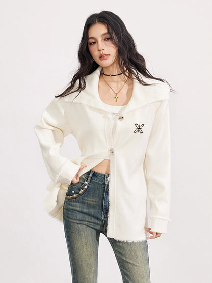 Oversized Collar Knit Jacket