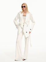 Draped Collar Belted Trench Coat