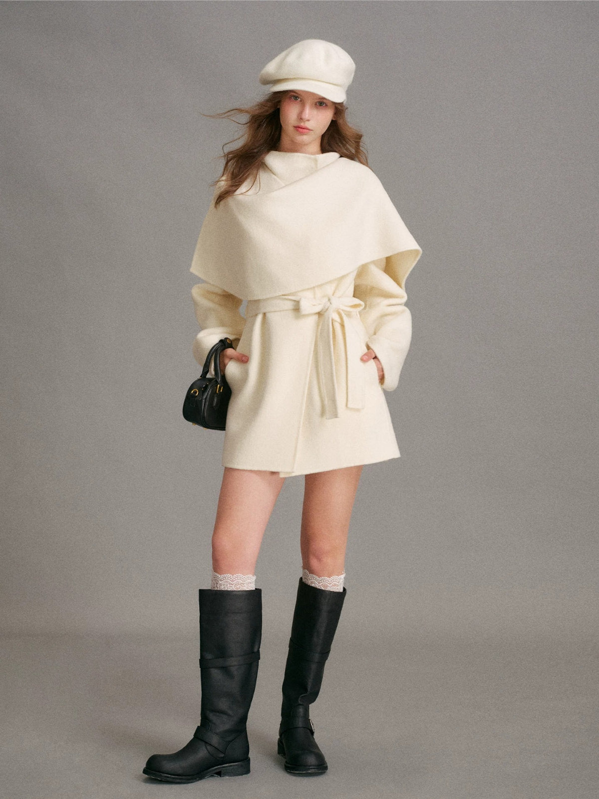 Detachable Cape Scarf Collar Coat