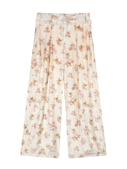 Floral Lace Wide-Leg Pants