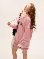 Plaid Embroidered Hooded Sweatshirt Dress