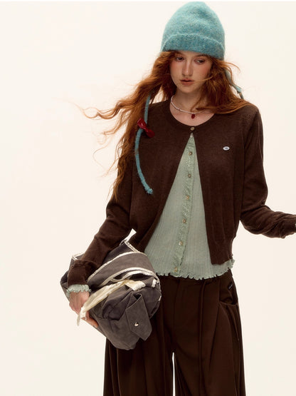 Contrast Layered Knit Cardigan