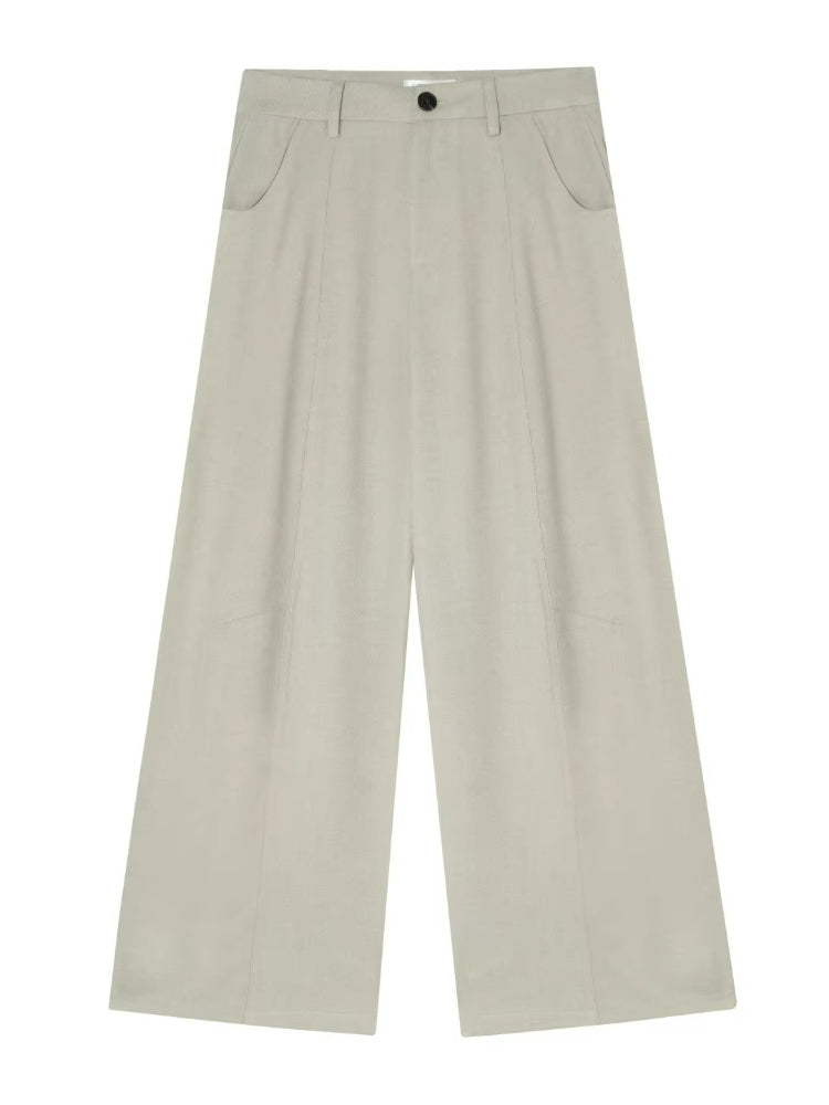 TR Front-Crease Wide-Leg Suit Pants