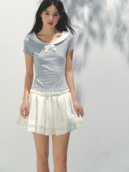 Contrast Color Fake Two-piece Short-sleeve T-shirt