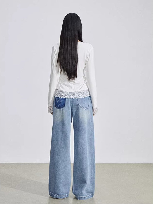 Beige Rhinestone Lace T-Shirt