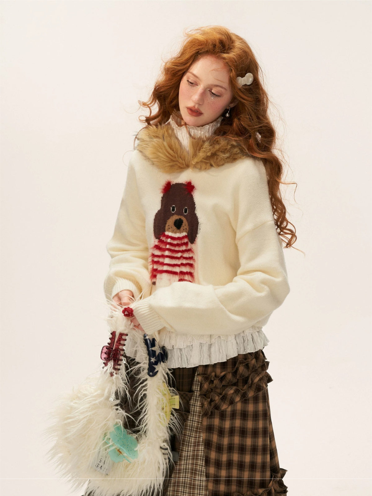 Cute Puppy Hooded Knit Sweater
