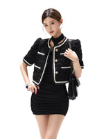 Black Tweed Short Sleeve Jacket