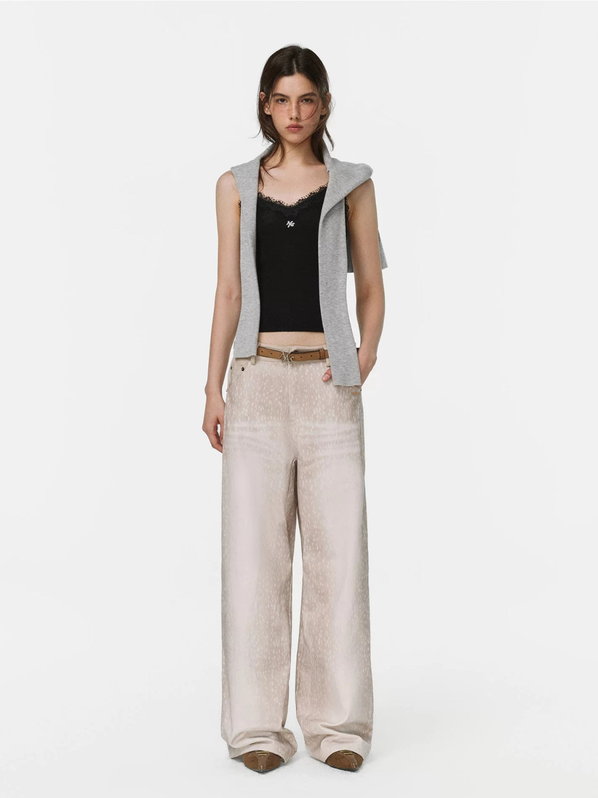 Lace Trim Wool Knit Vest