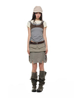 Textured Knit Linen Midi Skirt