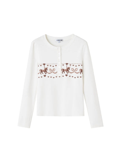 Carousel Print Plush Top