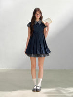 Gray Layered Collar Shirt Dress