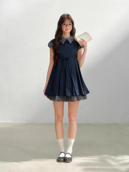 Gray Layered Collar Shirt Dress