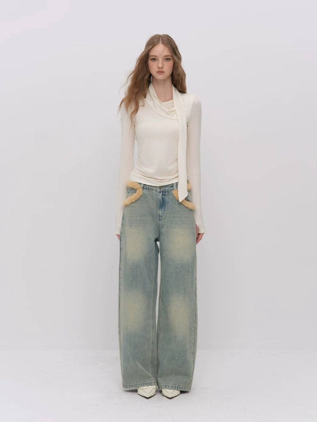 Asymmetric Draped Wool Blend Top