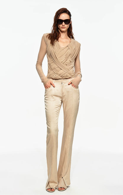 Apricot Cross Knit Top
