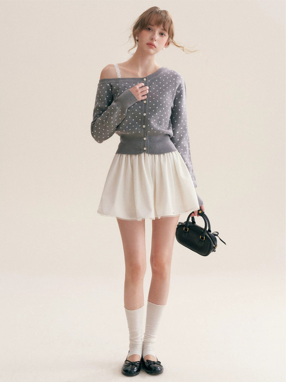 Polka Dot Knit Cardigan