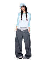 Polka Dot Contrast Waist Sweatpants