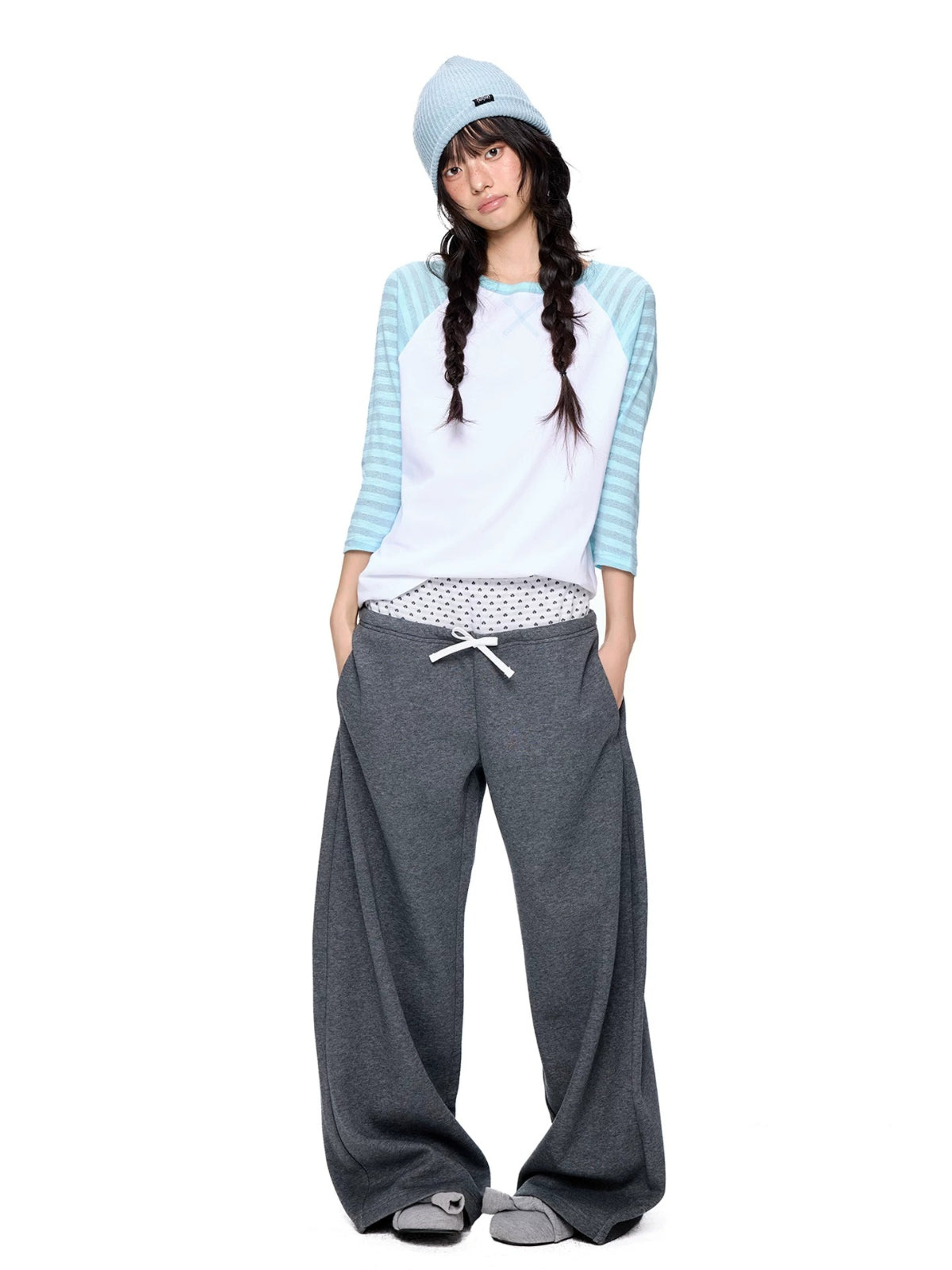 Polka Dot Contrast Waist Sweatpants