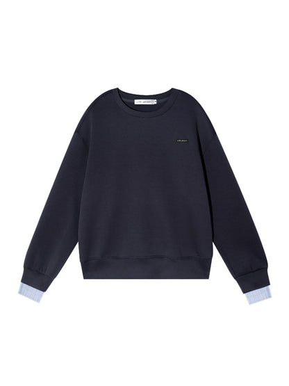 Plaid Trim Sweatshirt Set