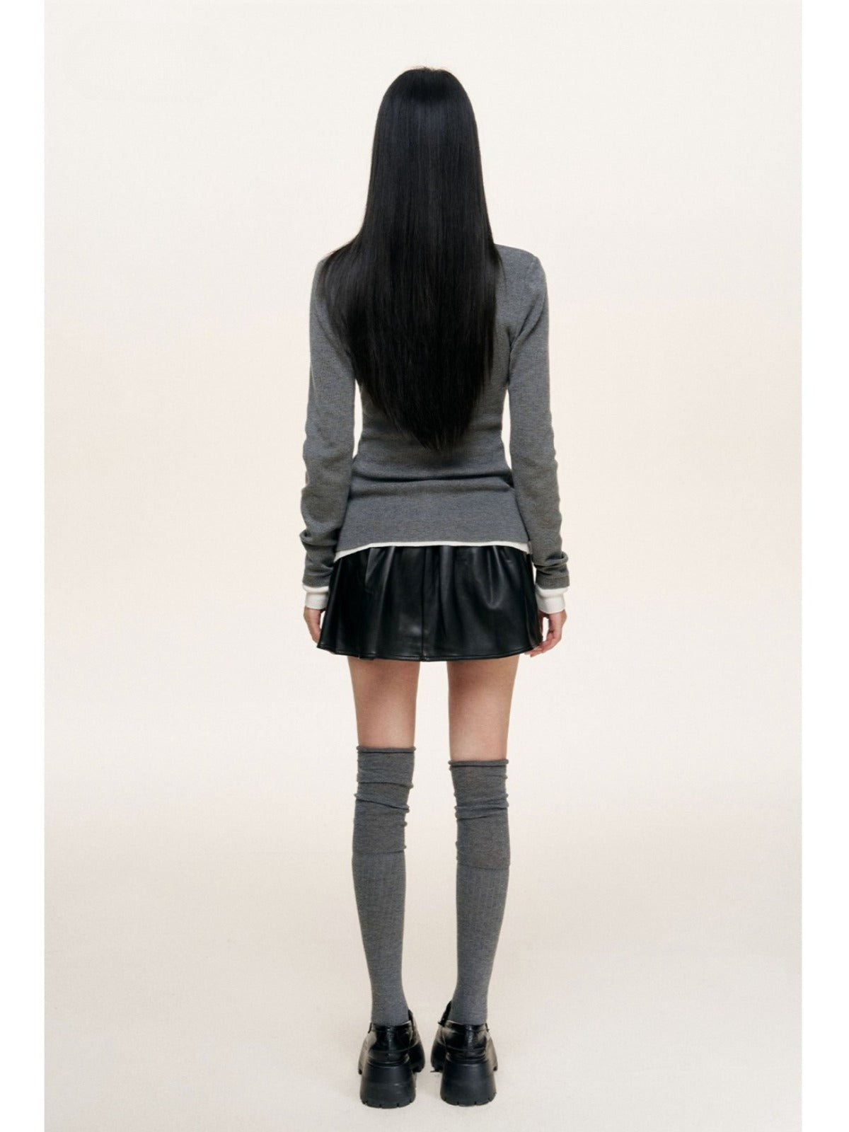 Contrast Layered Fitted Knit Top
