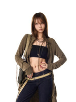 Drawstring Knit Cardigan
