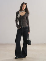 V-Neck Drawstring Sequin Top