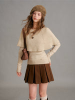 Floral Button Cape Knit Set