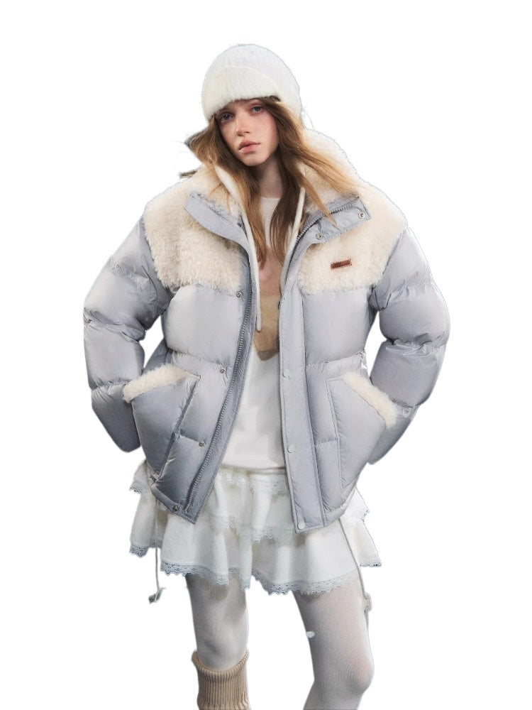 Shearling Patch Stand Collar Jacket
