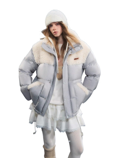Shearling Patch Stand Collar Jacket