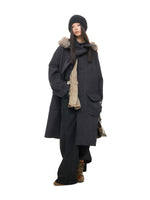 Hooded Wool Blend Long Coat
