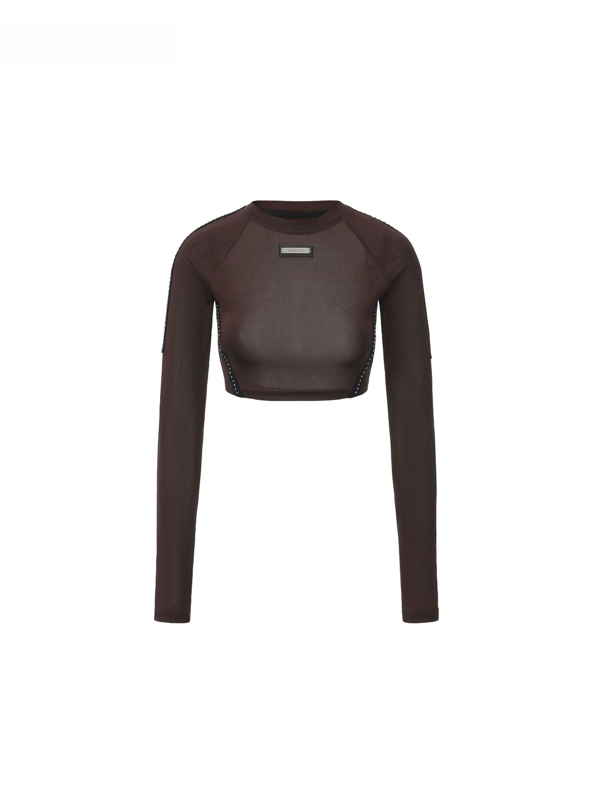 Studded Contrast Stitch Cropped Top