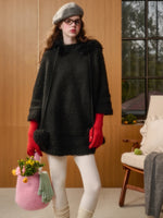 Hooded Faux-Fur Knit Cape Dress