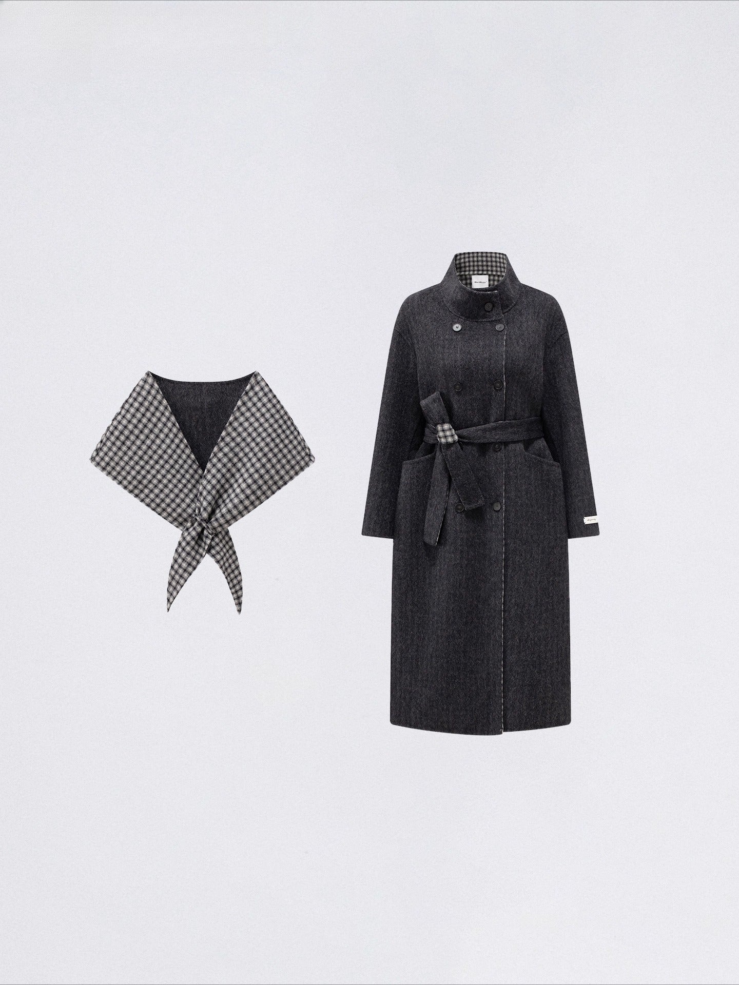 Plaid Shawl Wool Coat