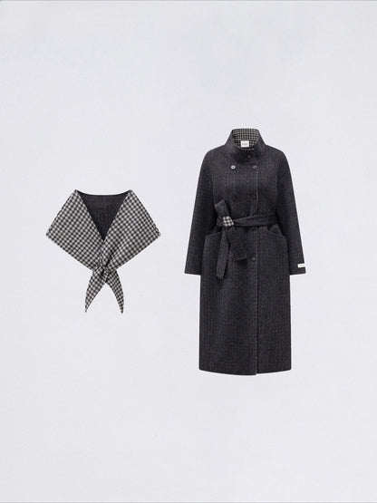 Plaid Shawl Wool Coat