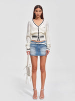 Newport Striped V-Neck Knit Cardigan