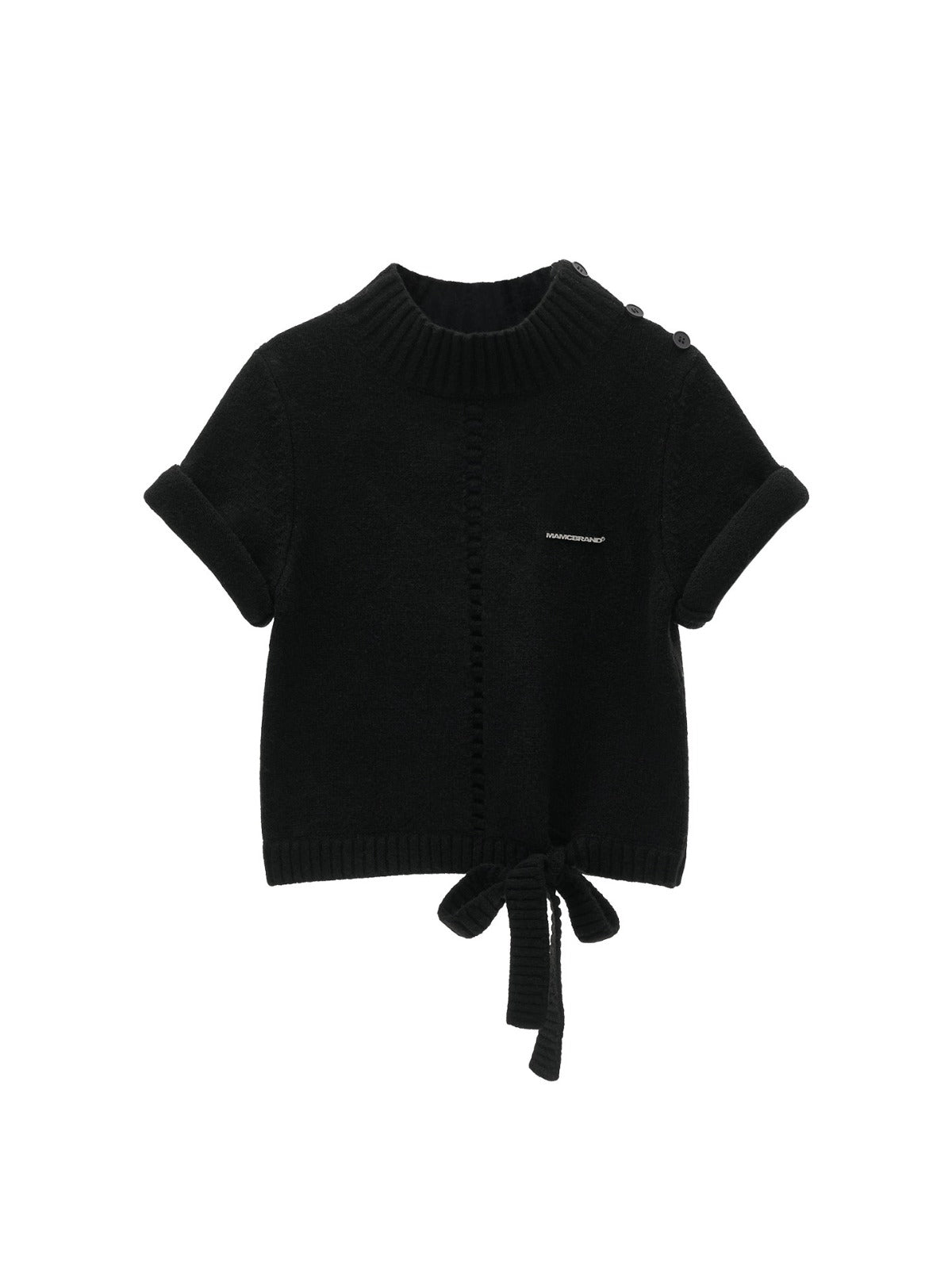 Wool Blend Tie Detail Knit Top